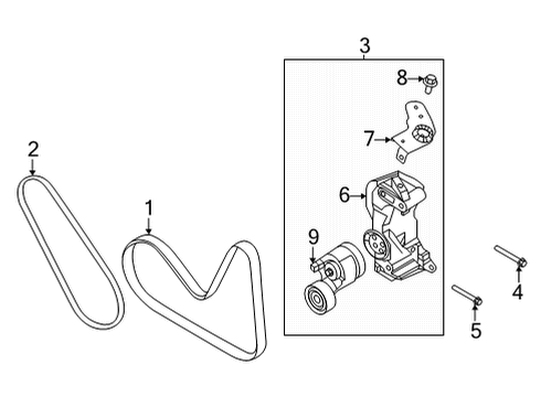 2021 Genesis G80 Belts & Pulleys Bracket-TENSIONER Diagram for 252512T000