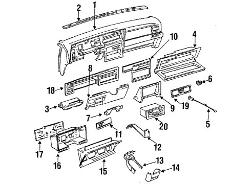 1990 Dodge Spirit Instrument Panel, Instrument Gauges, Sound System Cylinder Pkg G/BOX Lock Un Diagram for 5257130