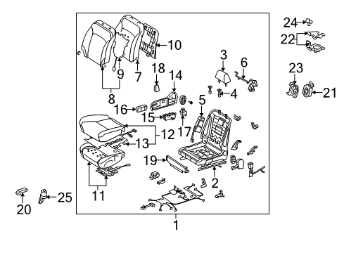 2011 Lexus IS250 Passenger Seat Components Seat Set Diagram for 71002-53571-A5