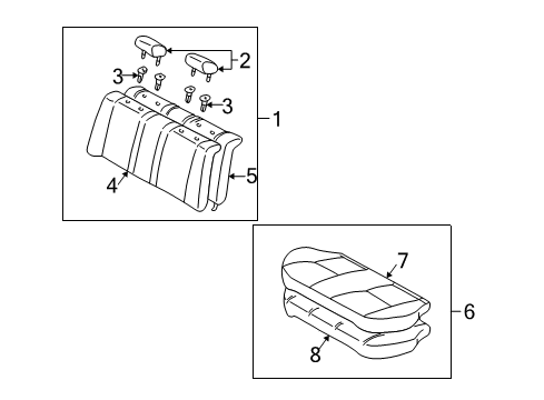 2001 Toyota Corolla Rear Seat Components Seat Back Assembly Diagram for 71480-02201-B1