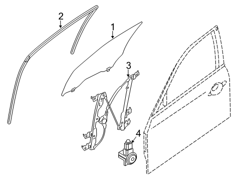 2015 Infiniti Q70 Front Door Glass Door Window LH Diagram for 80301-1ME0A