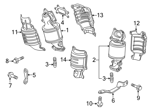 2016 Honda Odyssey Exhaust Manifold Cover B, Front Primary Converter Diagram for 18121-RV0-A00