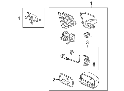 2005 Honda Civic Outside Mirrors Mirror Sub-Assembly, Driver Side (Flat) Diagram for 76253-S5S-A01