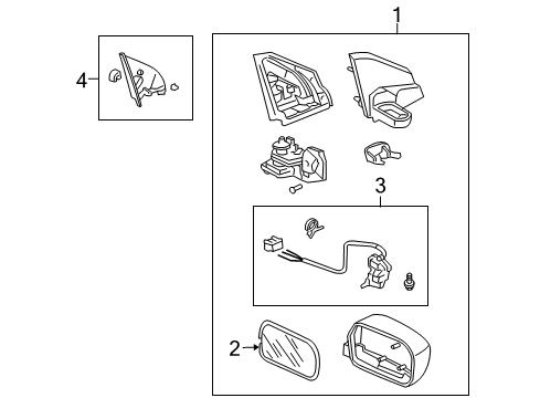 2005 Honda Civic Outside Mirrors Mirror Assembly, Driver Side Door (Vivid Blue Pearl) (R.C.) Diagram for 76250-S5T-A01ZE