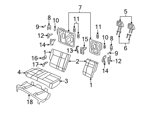 2007 Jeep Patriot Rear Seat Components Frame-Rear Seat Back Diagram for 68001888AA