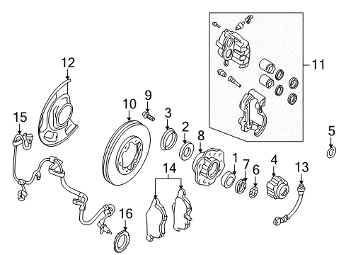 2002 Nissan Xterra Front Brakes Plate-BAFFLE Diagram for 41150-9Z500