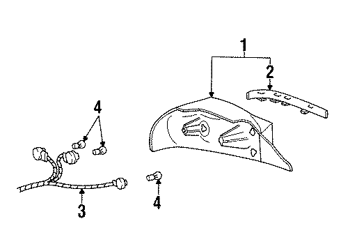 1996 Ford Crown Victoria Tail Lamps Tail Lamp Assembly Diagram for F5AZ-13405-A