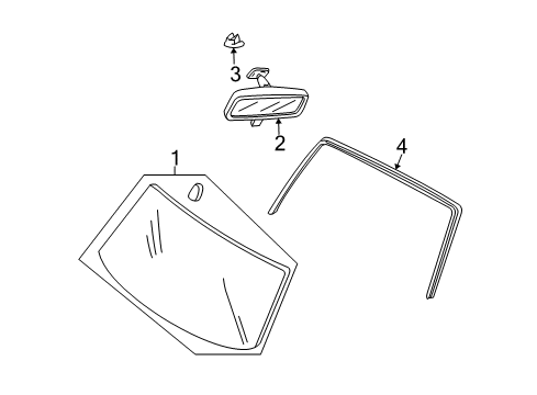 2006 Mercury Mariner Windshield Glass, Reveal Moldings Reveal Molding Diagram for YL8Z-7803144-AA