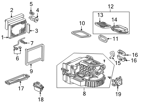 2002 Honda S2000 A/C & Heater Control Units Motor Assembly, Air Mix Diagram for 79160-S2A-A01