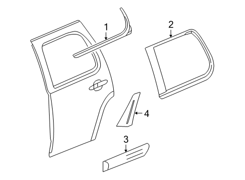 2013 Cadillac Escalade Exterior Trim - Rear Door Molding Asm-Body Side Lower Front *Service Primer Diagram for 25827064