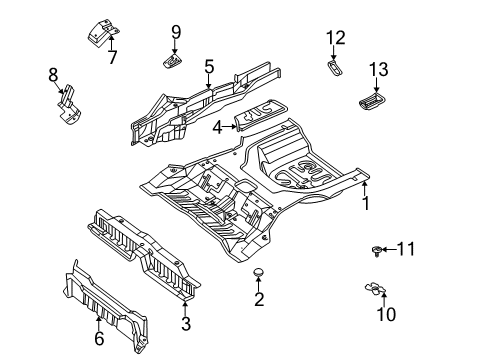 2005 Kia Optima Rear Body - Floor & Rails Reinforcement Assembly-Rear Seat Belt A Diagram for 65551-38000