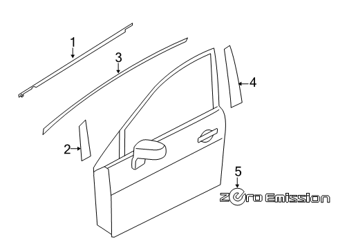 2018 Nissan Leaf Exterior Trim - Front Door Moulding Assy-Front Door Outside, LH Diagram for 80821-5SH0A