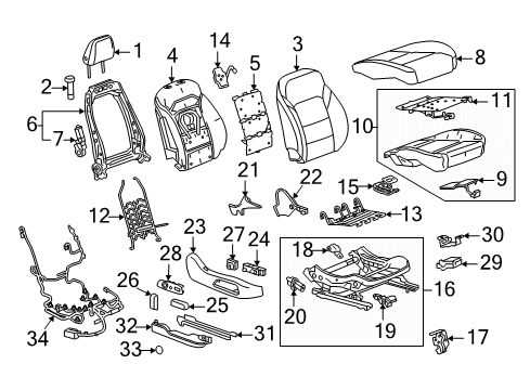 2020 Buick Enclave Passenger Seat Components Adjuster Switch Diagram for 90921292