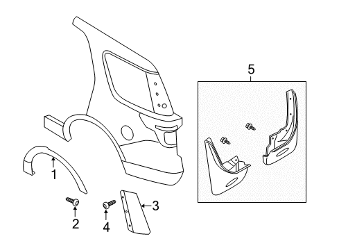 2015 Ford Police Interceptor Utility Exterior Trim - Quarter Panel Mud Guard Diagram for BB5Z-16A550-BB