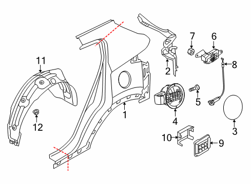 2021 Kia Sportage Fuel Door Guard Assembly-Rear WHEE Diagram for 86822D9500