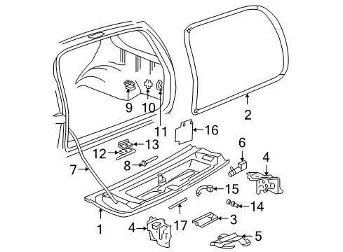 1995 Chevrolet Blazer Tail Gate End Gate Latch Assembly Diagram for 15111435
