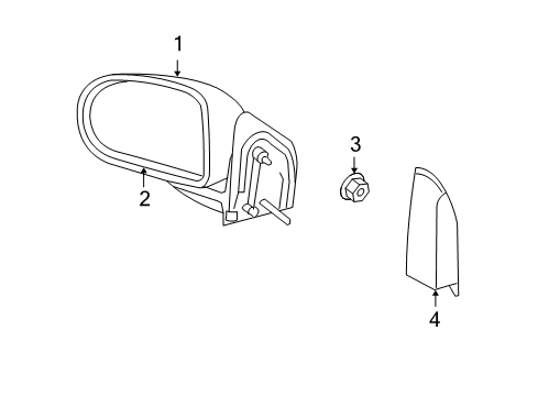 2008 Jeep Patriot Outside Mirrors Passengers Manual Side Mirror Diagram for 5155456AK