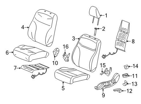 2012 Honda Civic Heated Seats Pad, Right Front Seat Cushion Diagram for 81137-TR0-A61