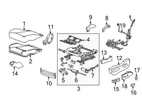 2015 Cadillac SRX Power Seats Seat Cushion Pad Diagram for 25959566