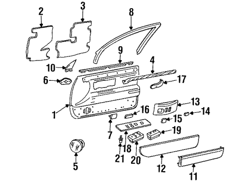 1995 Cadillac DeVille Interior Trim - Front Door Bulb-Side Window Switch Flood Lamp Diagram for 3538284