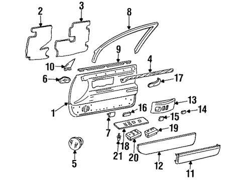 1995 Cadillac DeVille Interior Trim - Front Door Molding-Front Side Door Upper Trim (Belt Molding) Black Diagram for 16650906