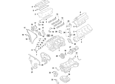 2016 Nissan Murano Engine Parts, Mounts, Cylinder Head & Valves, Camshaft & Timing, Variable Valve Timing, Oil Cooler, Oil Pan, Oil Pump, Balance Shafts, Crankshaft & Bearings, Pistons, Rings & Bearings TENSIONER Chain Diagram for 13070-9HP0C