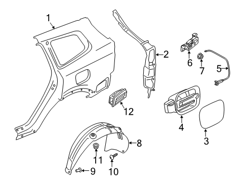 2021 Kia Telluride Quarter Panel & Components Housing-Fuel Filler Diagram for 81595S9001