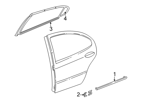 2004 Dodge Intrepid Exterior Trim - Rear Door APPLIQUE-Rear Door Diagram for UT67XS9AA