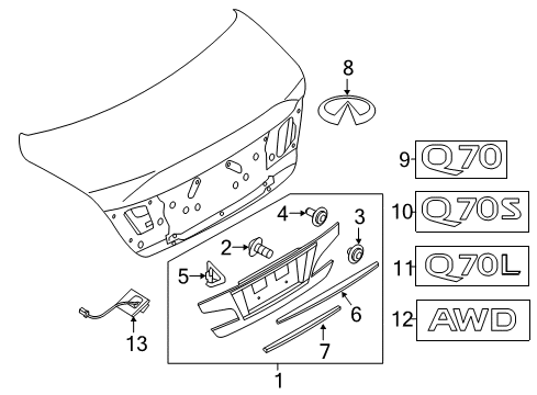 2017 Infiniti Q70 Parking Aid GROMMET Screw Diagram for 84856-1ME0A