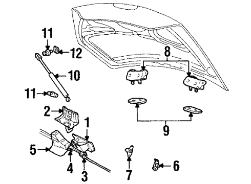 2001 Mercury Cougar Lift Gate - Lock & Hardware Release Cable Diagram for F8RZ6340180AA