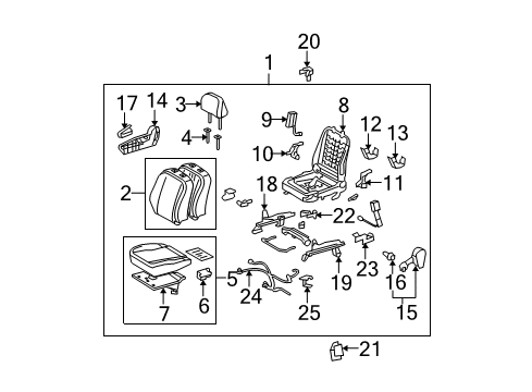 2014 Scion xB Front Seat Components Seat Back Cover Diagram for 71074-12S70-B0