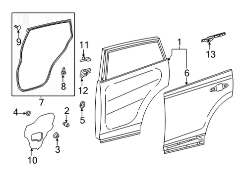 2022 Toyota Corolla Cross Door & Components Door Weatherstrip Diagram for 67871-0A050