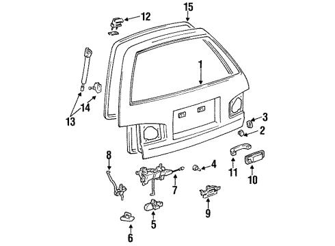 1993 Toyota Camry Gate & Hardware Lift Cylinder Bracket Diagram for 68948-06010
