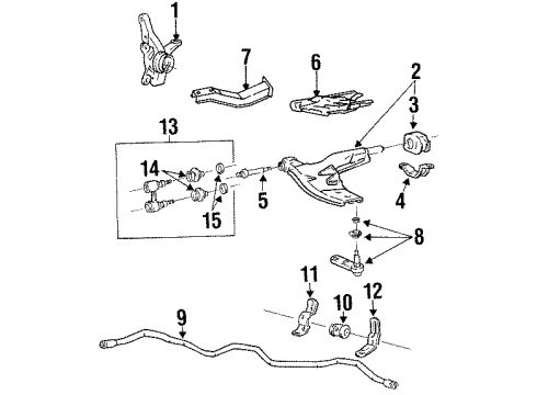 1995 Hyundai Elantra Front Suspension Components, Stabilizer Bar & Components Arm Assembly-Lower, LH Diagram for 54502-28070