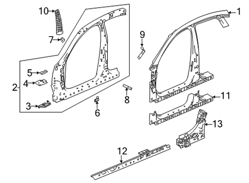 2022 Acura TLX Aperture Panel, Rocker Sill, Driver Side Inside Diagram for 65190-TGV-305ZZ