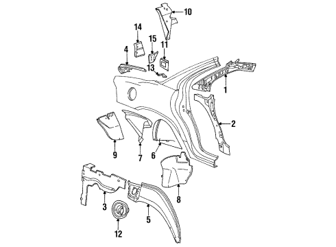 1994 Chrysler Concorde Inner Components - Quarter Panel Shield Splash Rear WHEELHOUS Diagram for 4646927