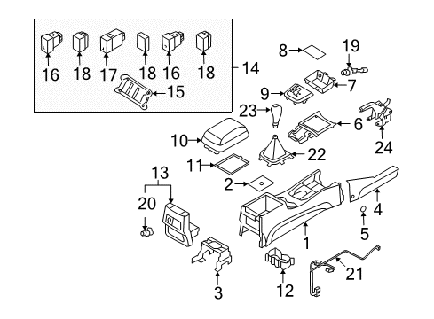 2010 Hyundai Santa Fe Parking Brake Console Assembly-Floor Diagram for 84610-0W000-HZ