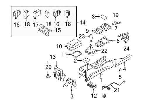 2010 Hyundai Santa Fe Parking Brake Cigar Lighter Socket Assembly Diagram for 95120-2B000