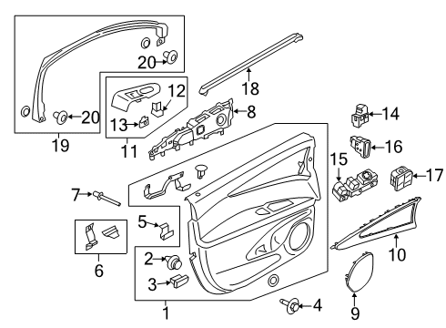 2021 Lincoln Nautilus Power Seats Switch Bezel Diagram for FA1Z-14527-AE