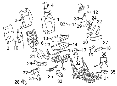 2007 Saturn Outlook Second Row Seats Rear Cover Diagram for 15901531