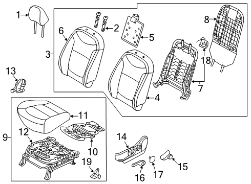 2017 Kia Soul EV Heated Seats Cushion Assembly-Front Seat Diagram for 88100E4060ASL