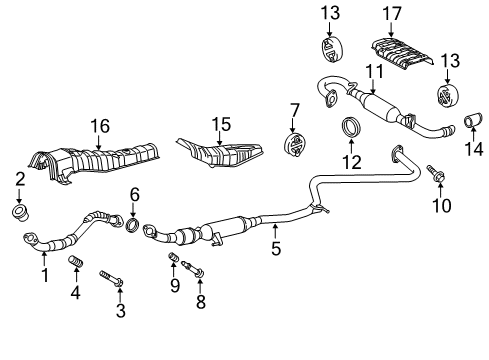 2011 Scion tC Exhaust Components Muffler & Pipe Diagram for 17430-36100