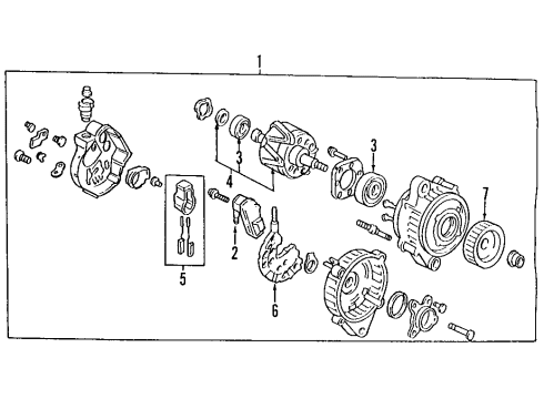 1998 Acura Integra Alternator Pulley Diagram for 31141-P2E-A01