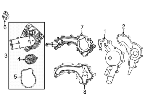 2021 Jeep Grand Cherokee L Water Pump O Ring-Heater Line Diagram for 53013736AA