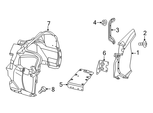 2016 Dodge Viper Fender & Components Bracket-Hood Release Diagram for 68170627AA