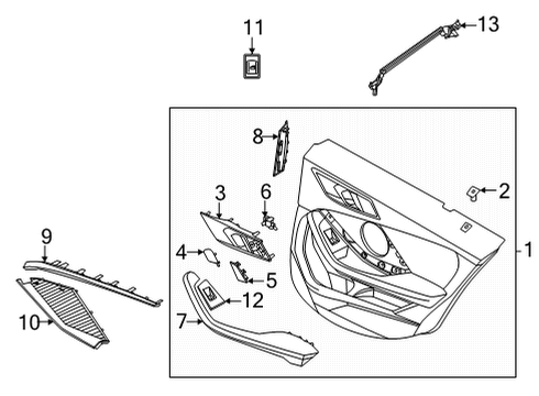 2021 BMW 228i xDrive Gran Coupe Interior Trim - Rear Door SHELL, INSIDE DOOR HANDLE RI Diagram for 51429875700