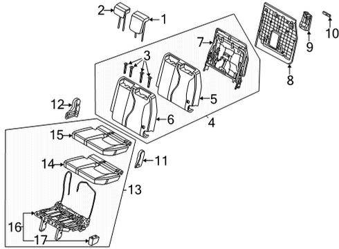 2022 Kia Carnival Third Row Seats PAD ASSY-3RD CUSHION Diagram for 89A15R0060