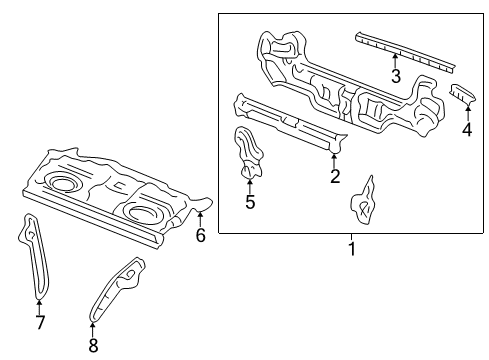 1999 Acura Integra Rear Body Stiffener, Right Rear Panel Side Diagram for 66114-ST8-300ZZ