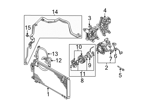 2000 Mitsubishi Eclipse A/C Condenser, Compressor & Lines SHROUD-Fan Diagram for MR958618