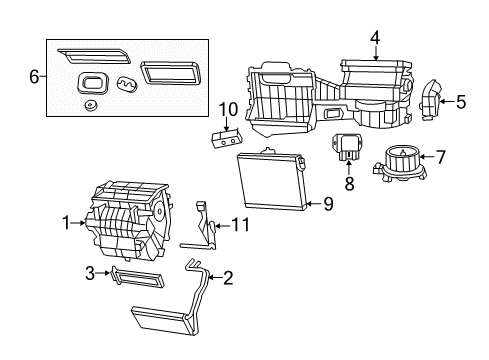 2017 Jeep Wrangler A/C Evaporator & Heater Components Housing-Distribution Diagram for 68089116AA